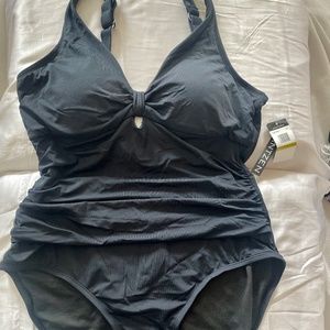 Black One-piece Swim / Bathing Suit with small cut out detail NWT Sz 14